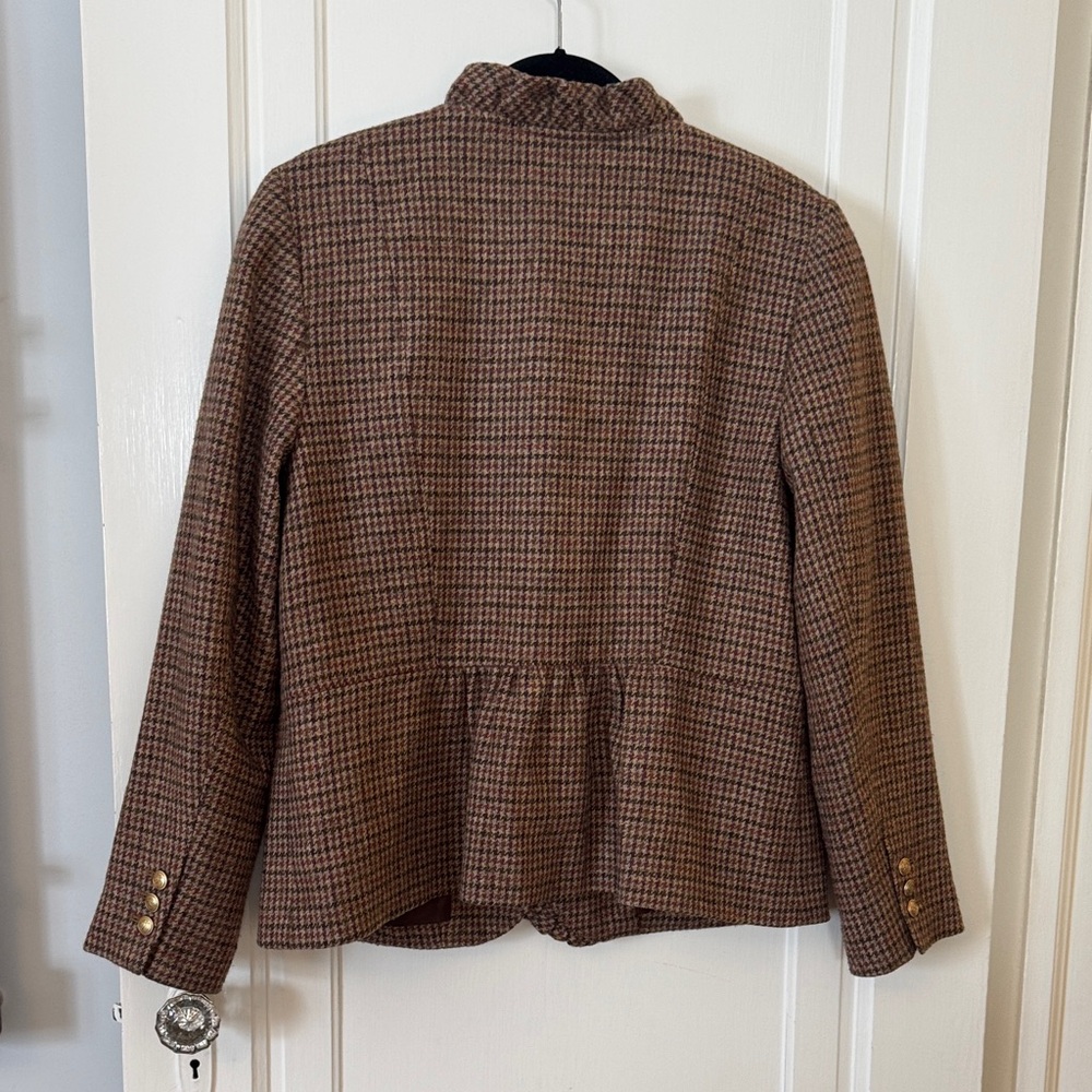 Talbots Brown Tweed Wool lend Blazer with Gold Accents - Picture 6 of 9